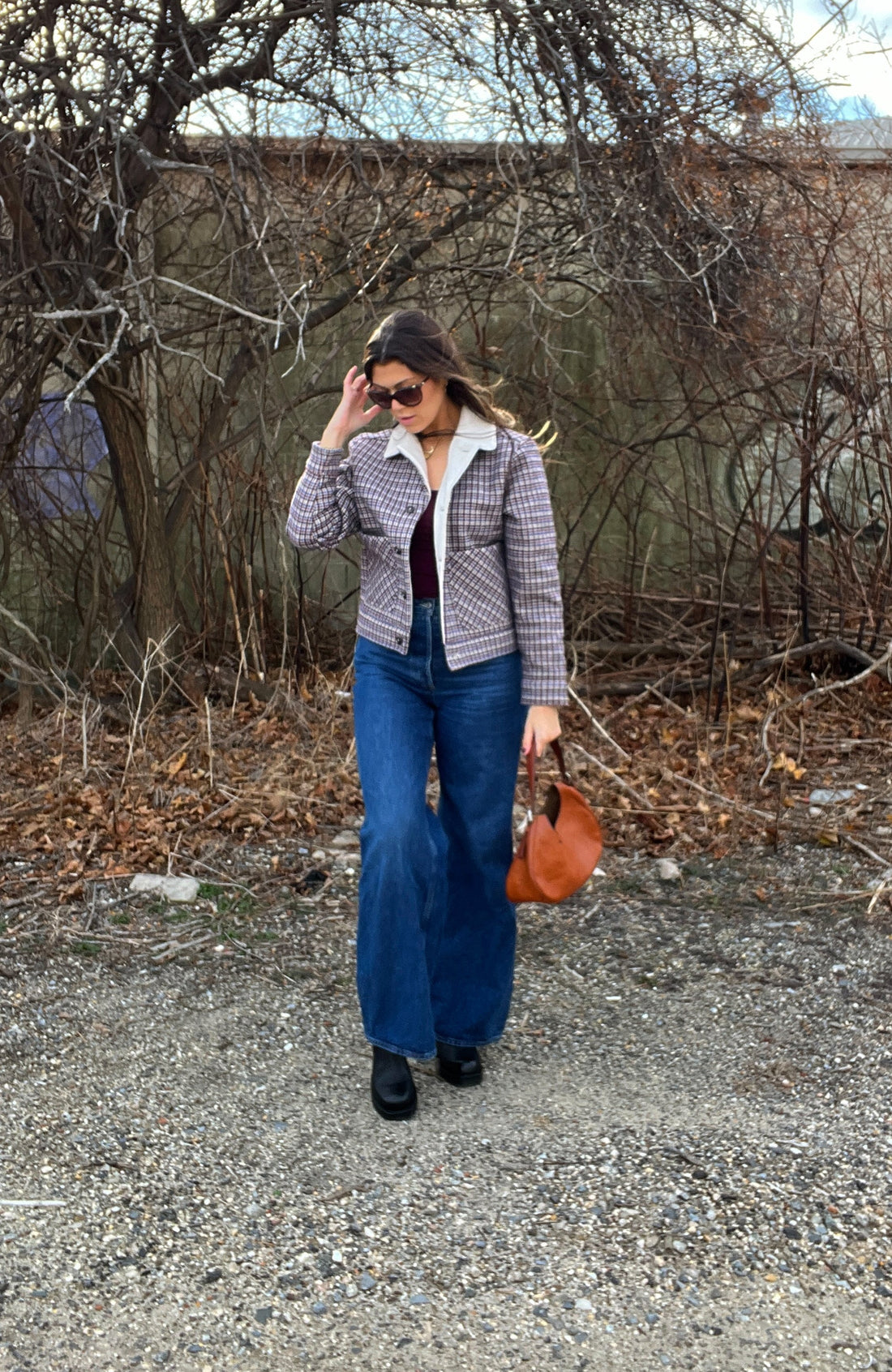 Americana Plaid Bonded Trucker Jacket