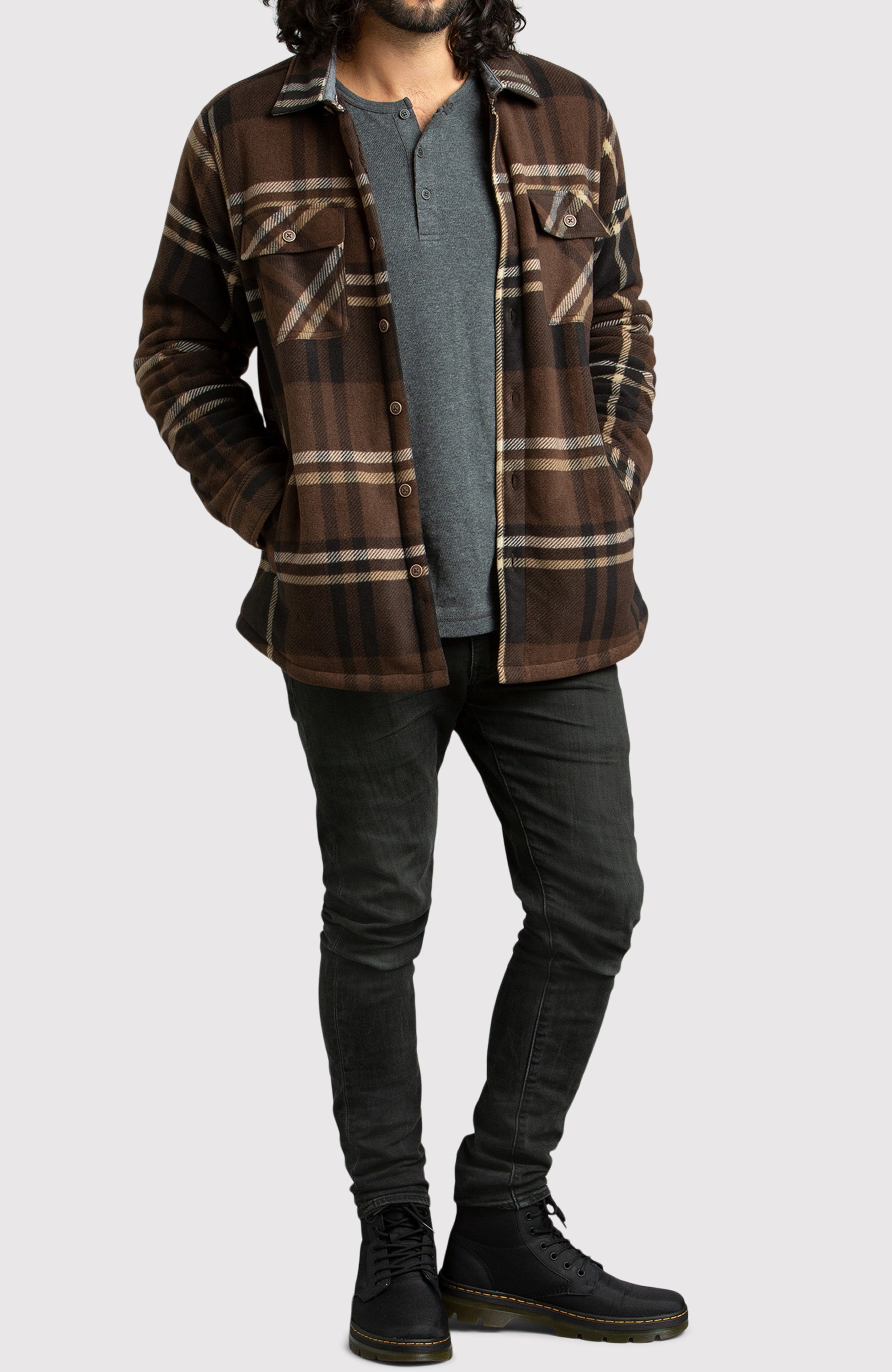 Brown Polar Fleece Shirt Jacket